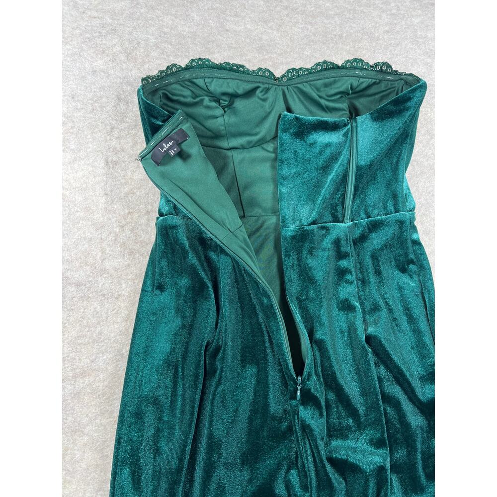 Lulu's Luxurious Allure Emerald Green Velvet Strapless Maxi Dress Size Medium - Picture 7 of 11
